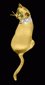 Gold Cat Sitting Pendant or Pin