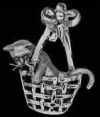 Sterling Silver Cat in Basket Pendant or Pin
