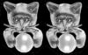 Sterling Silver Kitten with Pearl Earrings