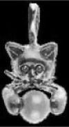 Sterling Silver Kitten Head with Pearl Pendant or pin