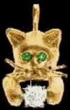 Gold Kitten with Diamond Pendant