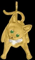 Gold Kitten with Diamond Collar Pendant or Pin