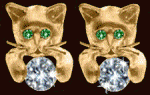 Kitten with Diamond Gold Earrings