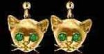Cat with Large Emerald  Eyes Earrings