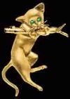 Gold Cat Chin on Branch Pin