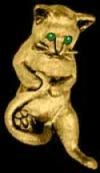 Gold Cat Play Pendant or Pin