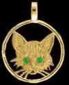 Gold Kitten Face Medallion Pendant