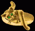 Kitten with Tail & Emerald Eyes Ring