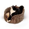 Cat Plush Bolster Sleeper Pet Bed - Leopard